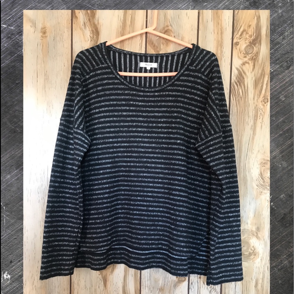 Madewell Black/White Striped L/Sleeve Top  Sz. L